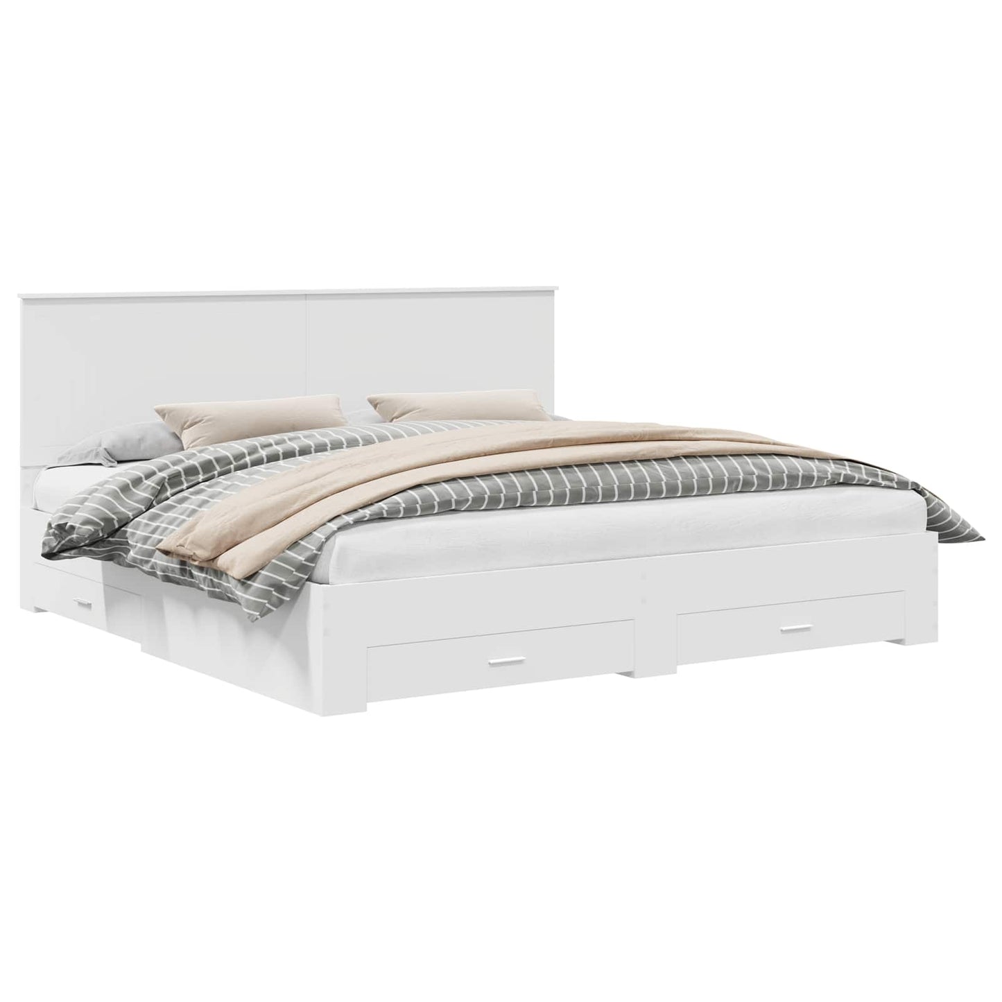 vidaXL Bettrahmen mit Kopfteil Weiß 200 x 200 cm Holzwerkstoff