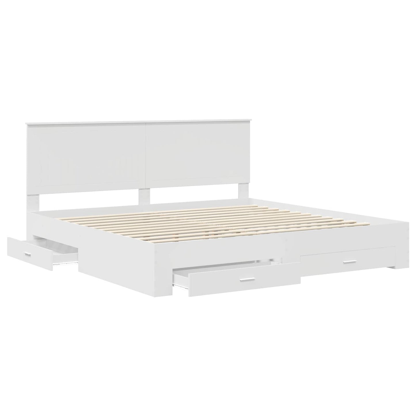 vidaXL Bettrahmen mit Kopfteil Weiß 200 x 200 cm Holzwerkstoff