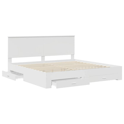 vidaXL Bettrahmen mit Kopfteil Weiß 200 x 200 cm Holzwerkstoff