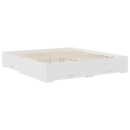 vidaXL Bettrahmen mit Kopfteil Weiß 200 x 200 cm Holzwerkstoff