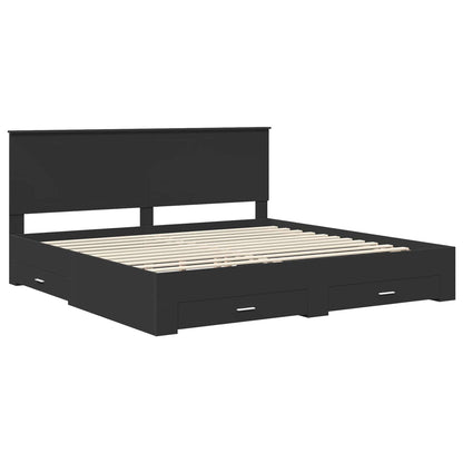 vidaXL Bettrahmen Schwarz und Silber 200 x 200 cm Holzwerkstoff