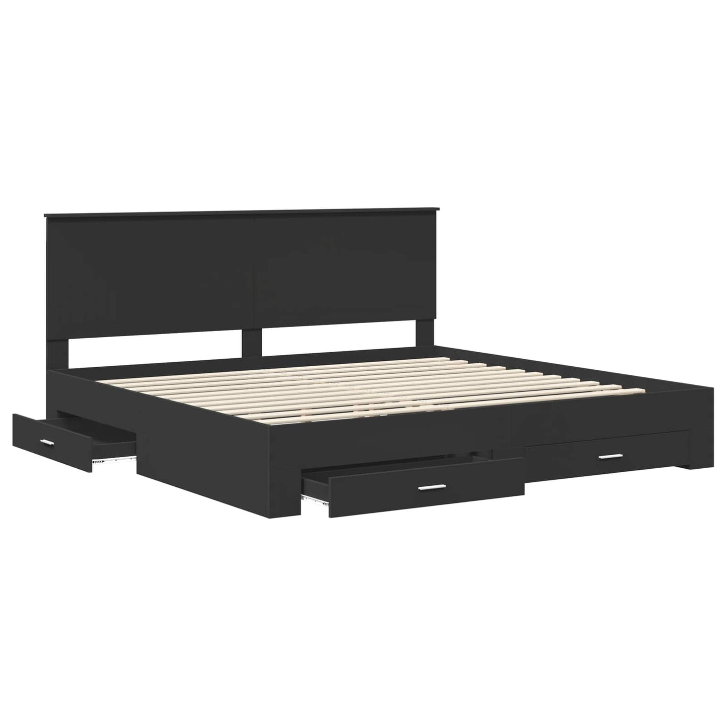 vidaXL Bettrahmen Schwarz und Silber 200 x 200 cm Holzwerkstoff