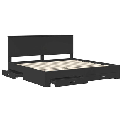 vidaXL Bettrahmen Schwarz und Silber 200 x 200 cm Holzwerkstoff
