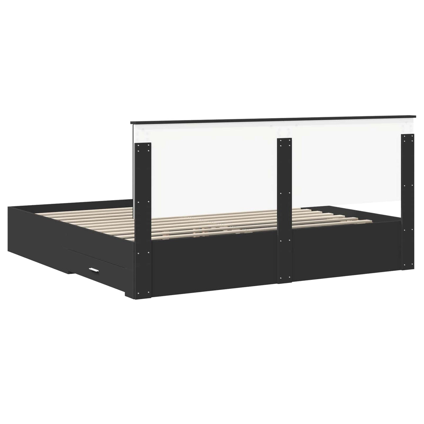 vidaXL Bettrahmen Schwarz und Silber 200 x 200 cm Holzwerkstoff
