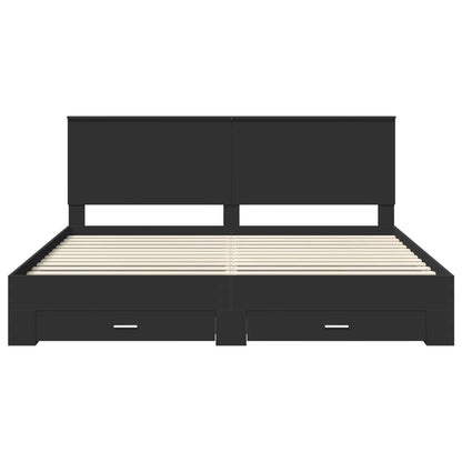 vidaXL Bettrahmen Schwarz und Silber 200 x 200 cm Holzwerkstoff