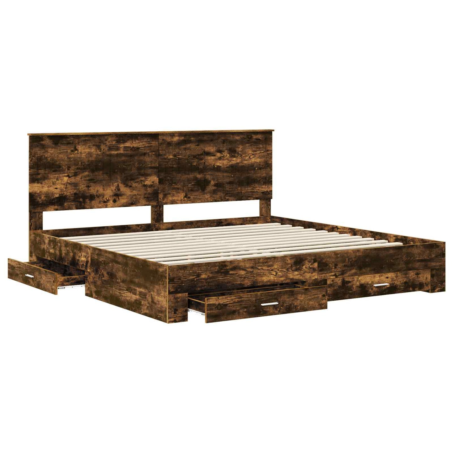 vidaXL Cadre de lit Chêne fumé 200 x 200 cm Bois d'ingénierie