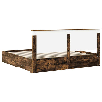 vidaXL Cadre de lit Chêne fumé 200 x 200 cm Bois d'ingénierie