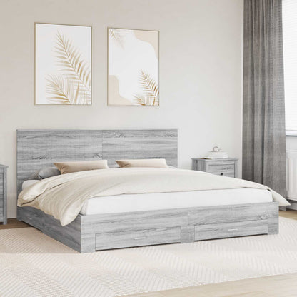 vidaXL Bettrahmen Graues Sonoma 200 x 200 cm Holzwerkstoff