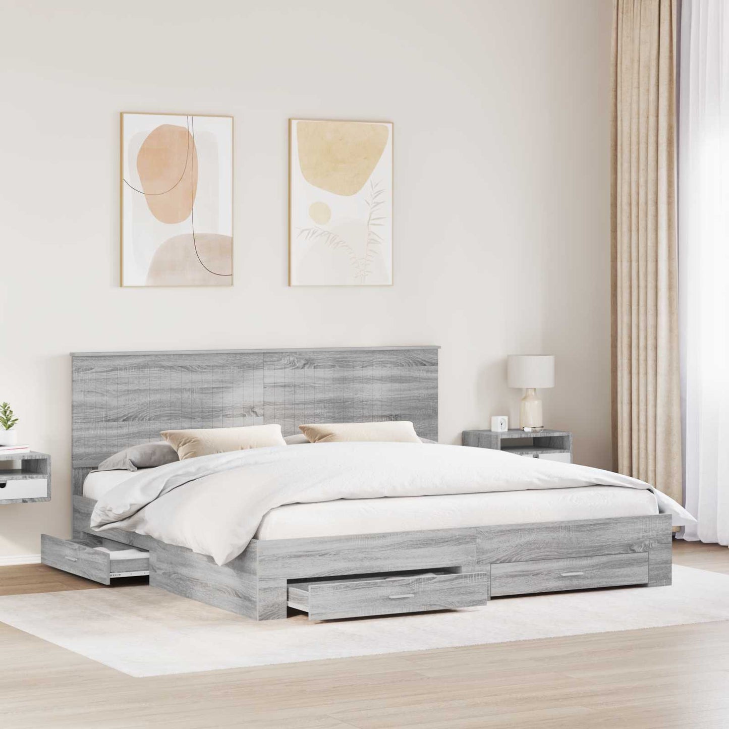 vidaXL Bettrahmen Graues Sonoma 200 x 200 cm Holzwerkstoff