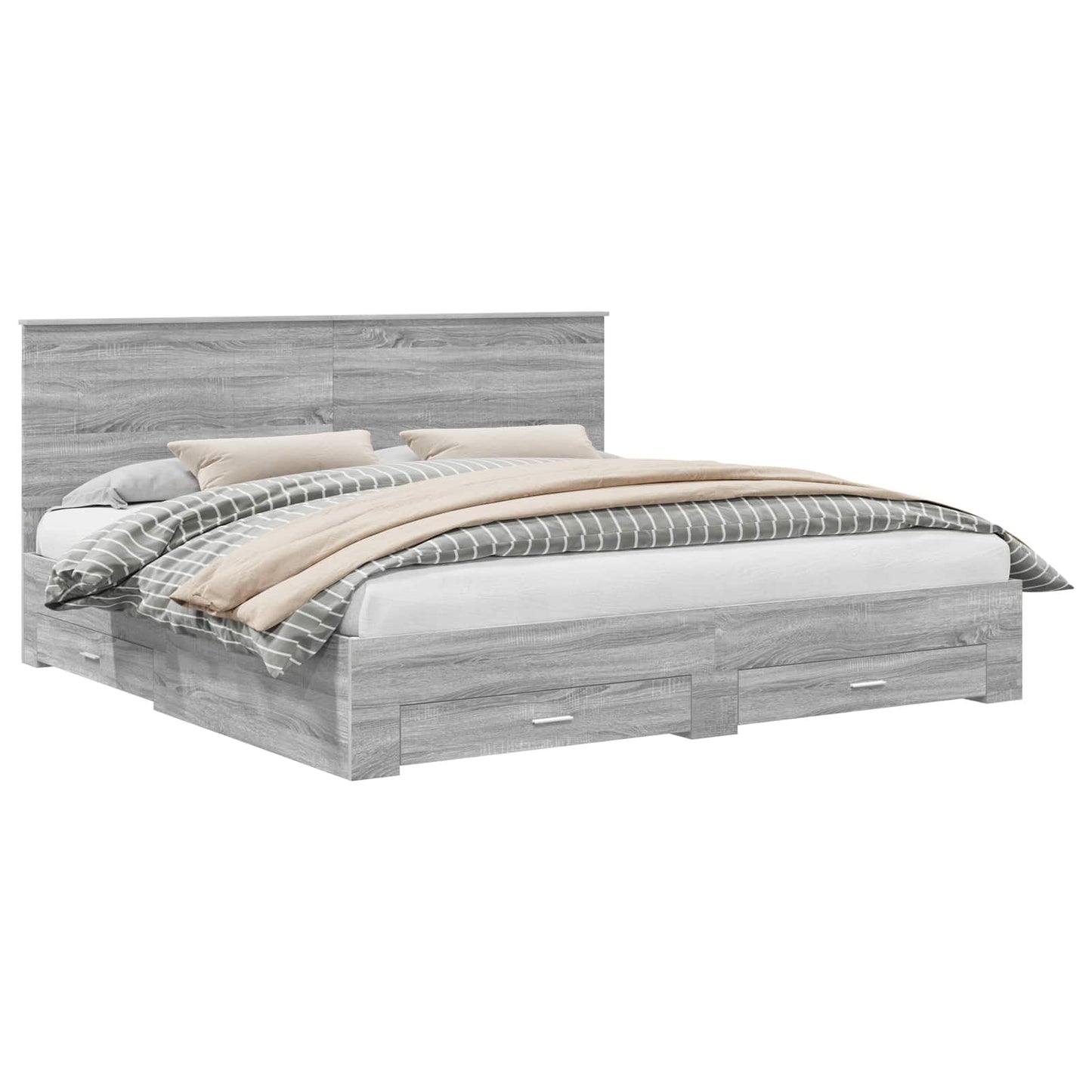 vidaXL Bettrahmen Graues Sonoma 200 x 200 cm Holzwerkstoff