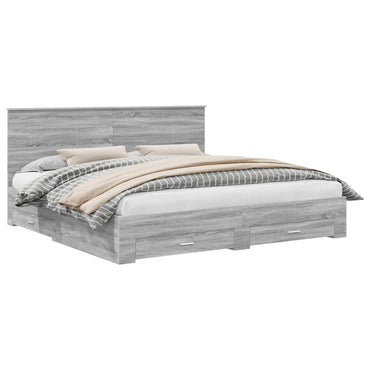vidaXL Bettrahmen Graues Sonoma 200 x 200 cm Holzwerkstoff