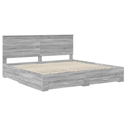 vidaXL Bettrahmen Graues Sonoma 200 x 200 cm Holzwerkstoff