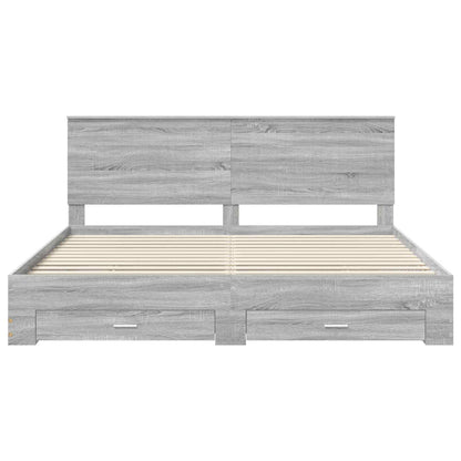 vidaXL Bettrahmen Graues Sonoma 200 x 200 cm Holzwerkstoff