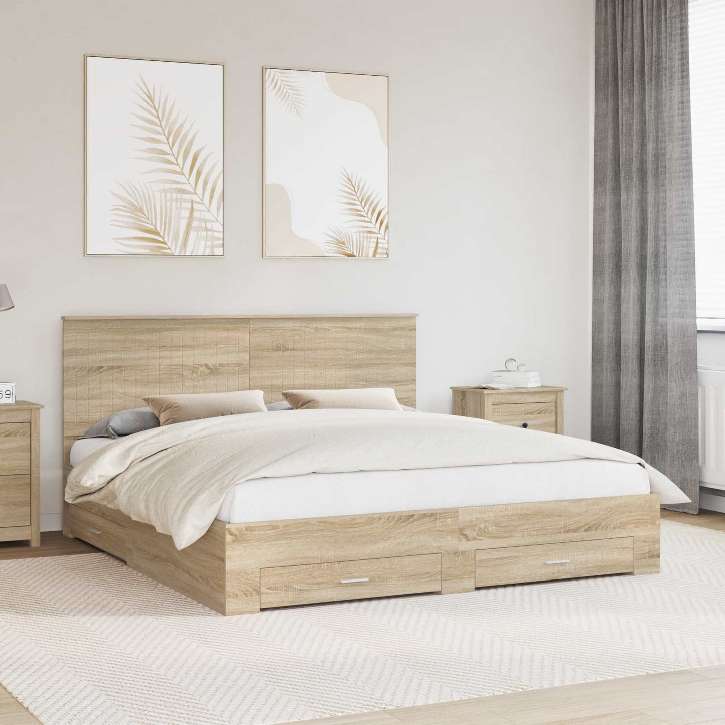 vidaXL Bettrahmen mit Kopfteil Sonoma-Eiche 180 x 200 cm Holzwerkstoff