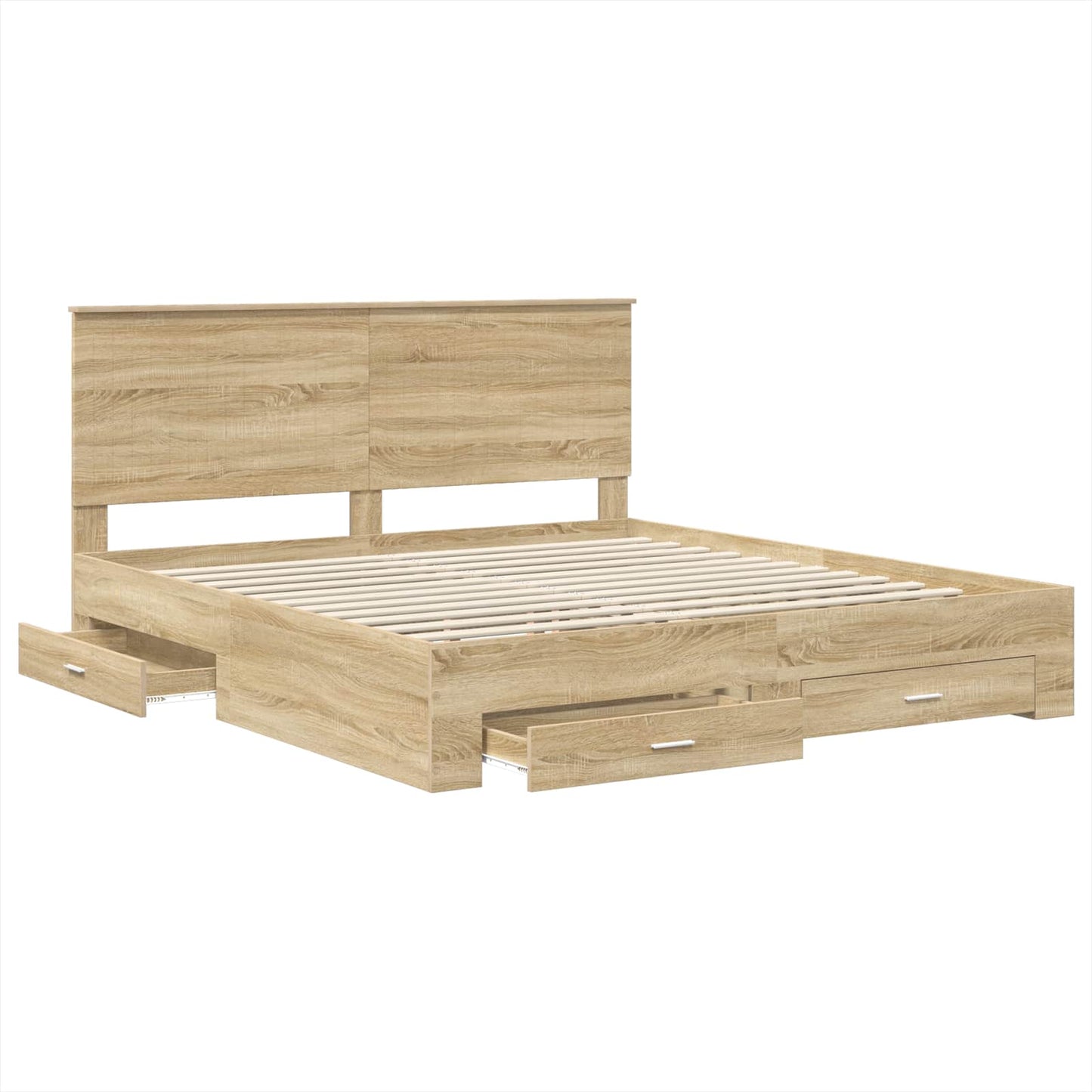vidaXL Bettrahmen mit Kopfteil Sonoma-Eiche 180 x 200 cm Holzwerkstoff