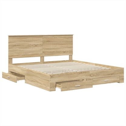 vidaXL Bettrahmen mit Kopfteil Sonoma-Eiche 180 x 200 cm Holzwerkstoff