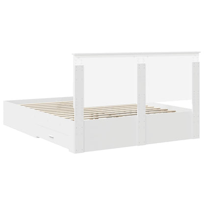 Bettrahmen mit Kopfteil Weiß 160 x 200 cm Holzwerkstoff