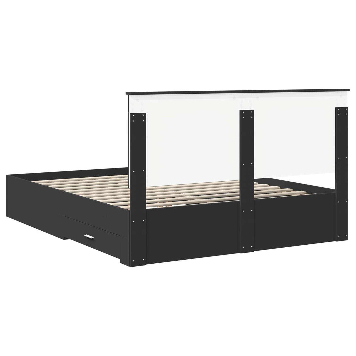 vidaXL Bettrahmen mit Kopfteil Schwarz 160 x 200 cm Holzwerkstoff