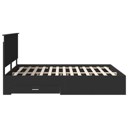 vidaXL Bettrahmen mit Kopfteil Schwarz 160 x 200 cm Holzwerkstoff