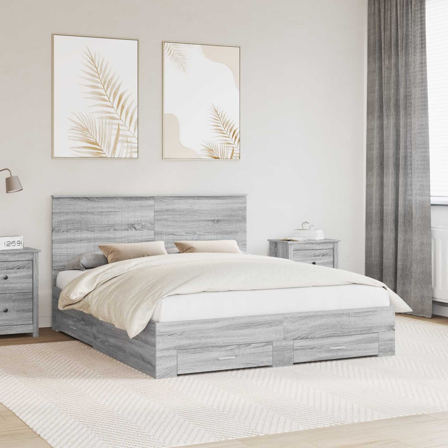 vidaXL Bettrahmen Graues Sonoma 160 x 200 cm Holzwerkstoff