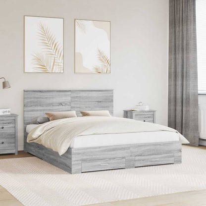 vidaXL Bettrahmen Graues Sonoma 160 x 200 cm Holzwerkstoff