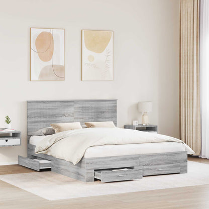 vidaXL Bettrahmen Graues Sonoma 160 x 200 cm Holzwerkstoff
