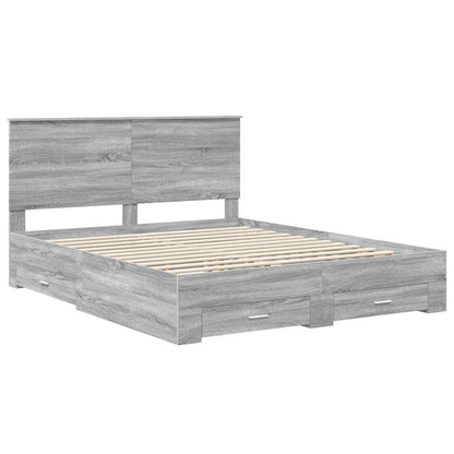 vidaXL Bettrahmen Graues Sonoma 160 x 200 cm Holzwerkstoff