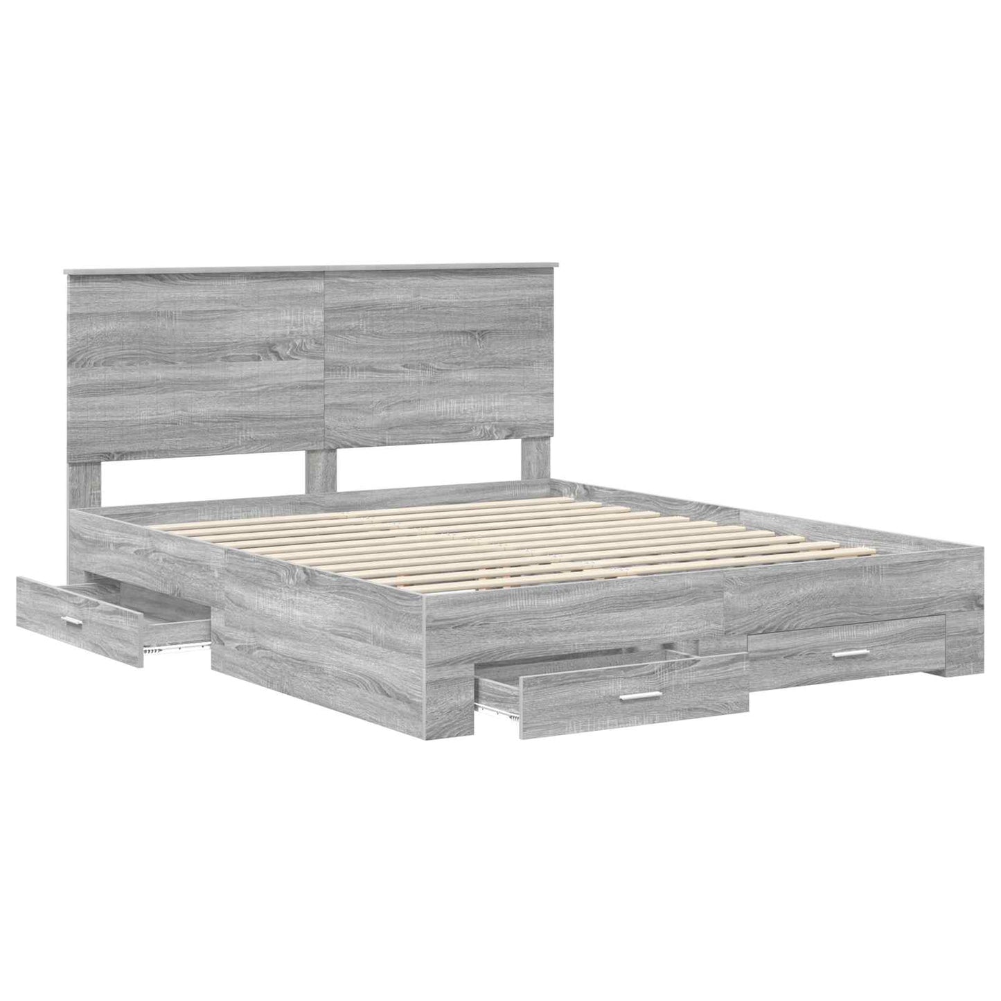 vidaXL Bettrahmen Graues Sonoma 160 x 200 cm Holzwerkstoff