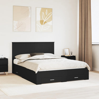 vidaXL Bettrahmen Schwarz und Silber 150 x 200 cm Holzwerkstoff