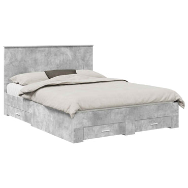 vidaXL Cadre de lit avec tête de lit gris béton 150 x 200 cm bois d'ingénierie