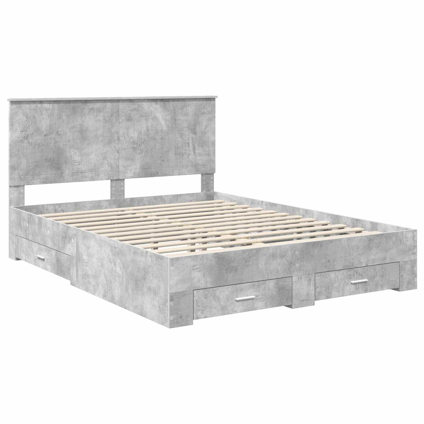 vidaXL Cadre de lit avec tête de lit gris béton 150 x 200 cm bois d'ingénierie