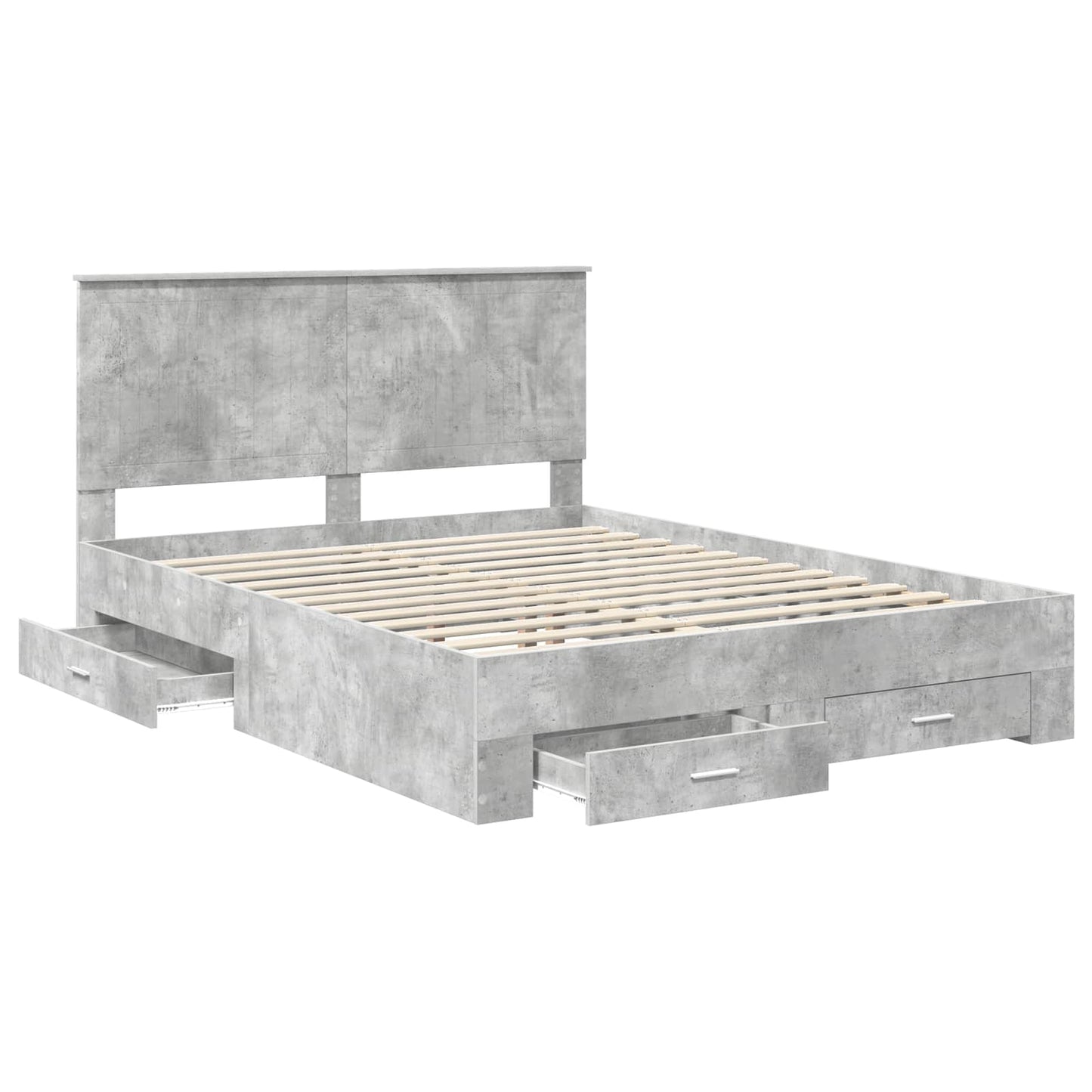 vidaXL Cadre de lit avec tête de lit gris béton 150 x 200 cm bois d'ingénierie