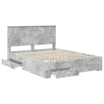 vidaXL Cadre de lit avec tête de lit gris béton 150 x 200 cm bois d'ingénierie