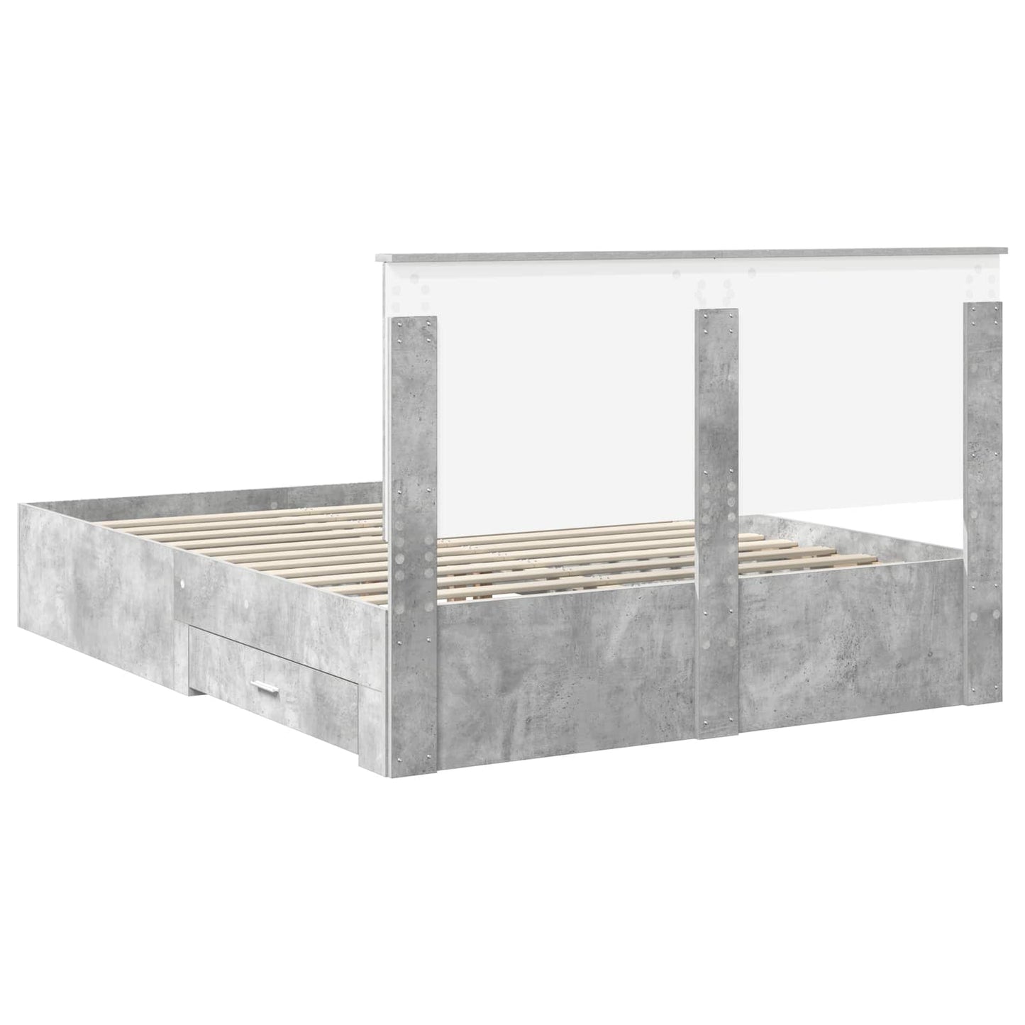 vidaXL Cadre de lit avec tête de lit gris béton 150 x 200 cm bois d'ingénierie
