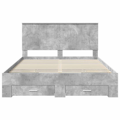 vidaXL Cadre de lit avec tête de lit gris béton 150 x 200 cm bois d'ingénierie