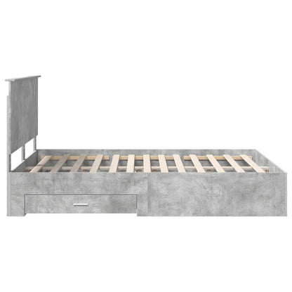 vidaXL Cadre de lit avec tête de lit gris béton 150 x 200 cm bois d'ingénierie
