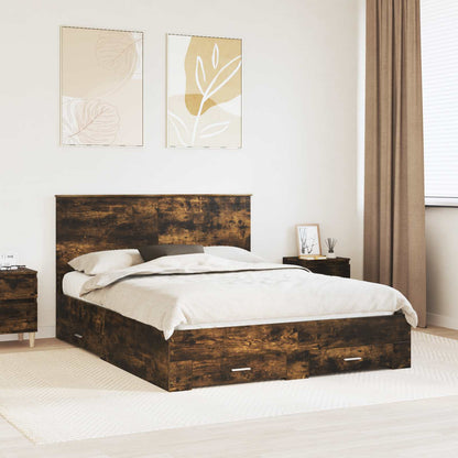 vidaXL Bettrahmen Geräucherte Eiche 150 x 200 cm Holzwerkstoff