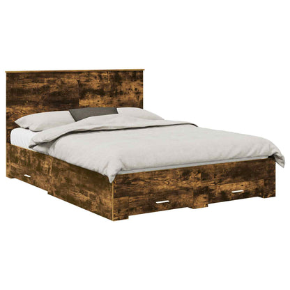vidaXL Bettrahmen Geräucherte Eiche 150 x 200 cm Holzwerkstoff