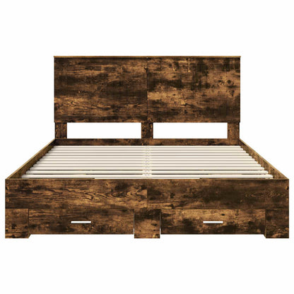 vidaXL Bettrahmen Geräucherte Eiche 150 x 200 cm Holzwerkstoff