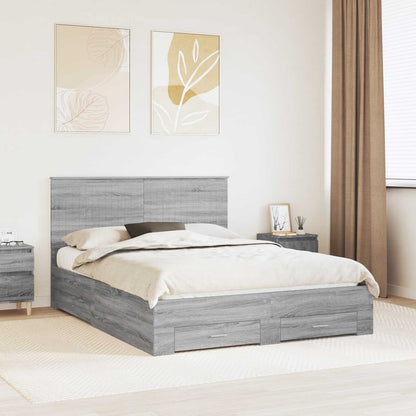 vidaXL Cadre de lit gris Sonoma 150 x 200 cm Bois d'ingénierie