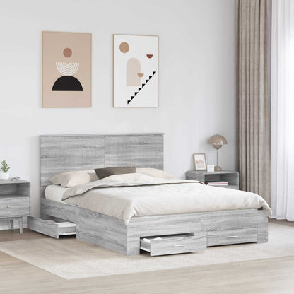 vidaXL Cadre de lit gris Sonoma 150 x 200 cm Bois d'ingénierie