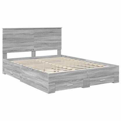 vidaXL Cadre de lit gris Sonoma 150 x 200 cm Bois d'ingénierie
