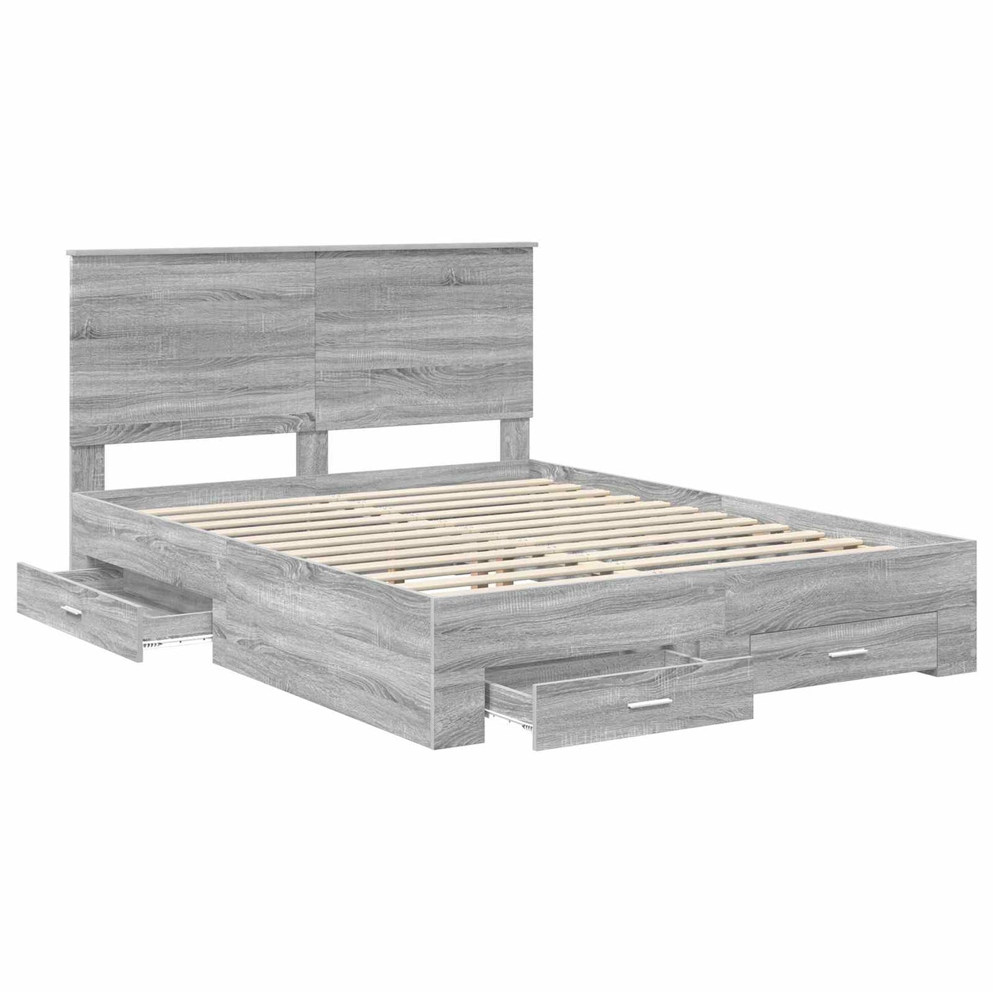 vidaXL Cadre de lit gris Sonoma 150 x 200 cm Bois d'ingénierie
