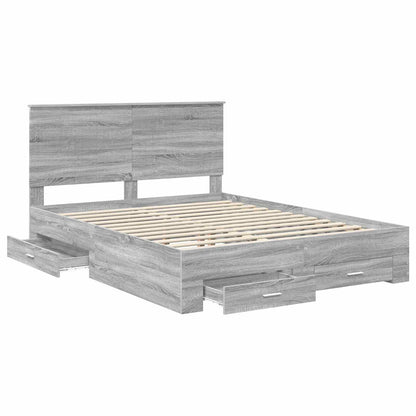 vidaXL Cadre de lit gris Sonoma 150 x 200 cm Bois d'ingénierie