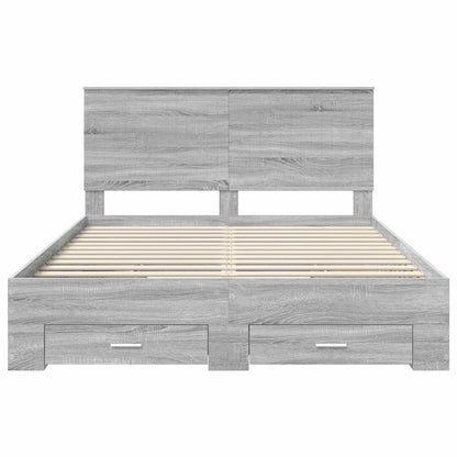 vidaXL Cadre de lit gris Sonoma 150 x 200 cm Bois d'ingénierie