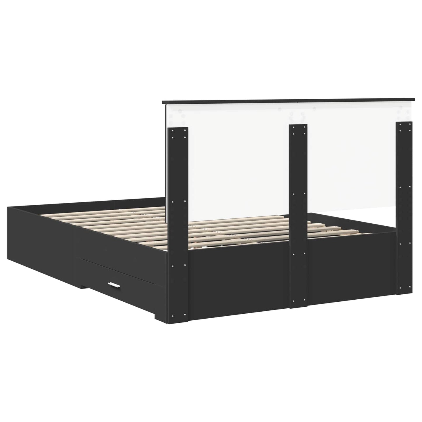vidaXL Bettrahmen mit Kopfteil Schwarz 140 x 190 cm Holzwerkstoff