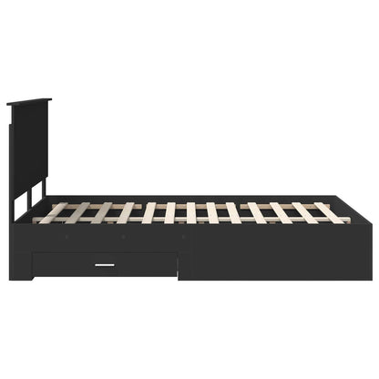 vidaXL Bettrahmen mit Kopfteil Schwarz 140 x 190 cm Holzwerkstoff