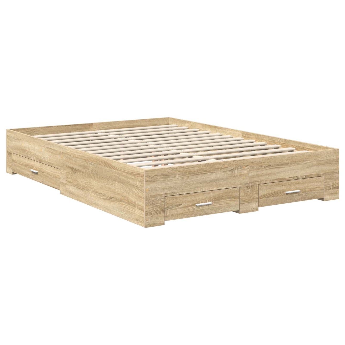 vidaXL Bettrahmen mit Kopfteil Sonoma-Eiche 140 x 190 cm Holzwerkstoff