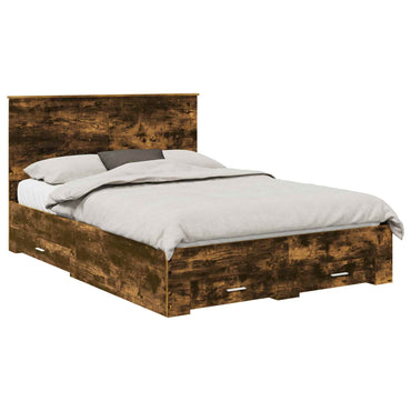 vidaXL Bettrahmen Geräucherte Eiche 140 x 190 cm Holzwerkstoff