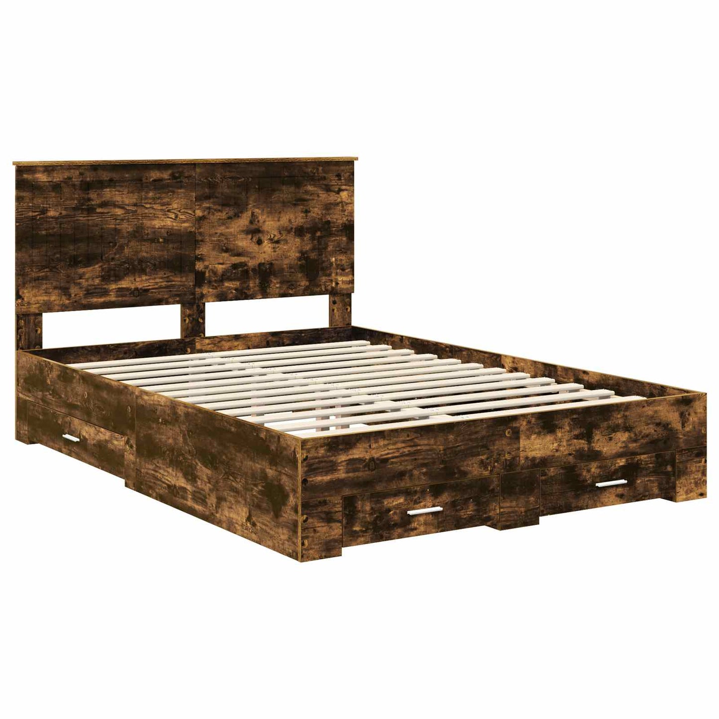 vidaXL Bettrahmen Geräucherte Eiche 140 x 190 cm Holzwerkstoff